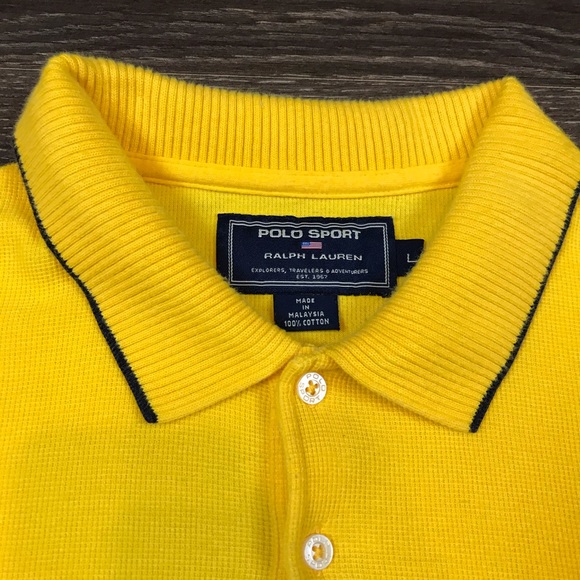 Polo Sport Ralph Lauren Men’s Vintage Casual Solid Yellow Polo Shirt Size Large - Picture 5 of 6